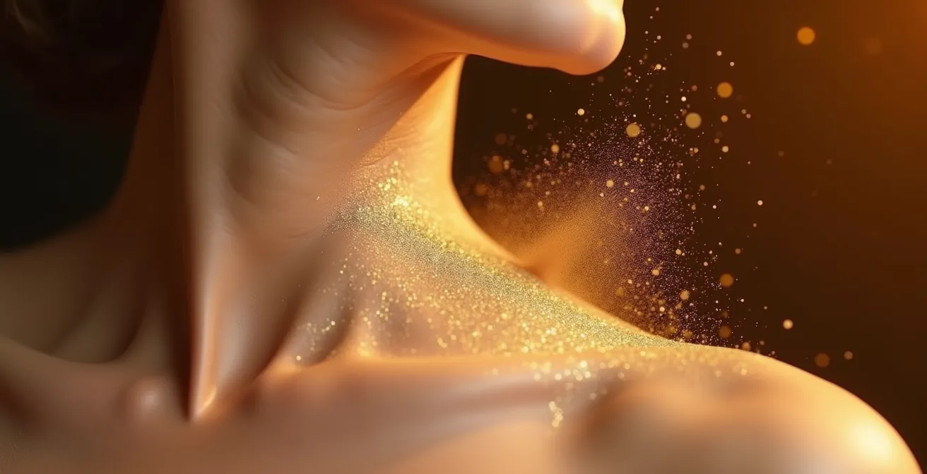 Application d'highlighter sur les clavicules avec pinceau éventail technique professionnelle