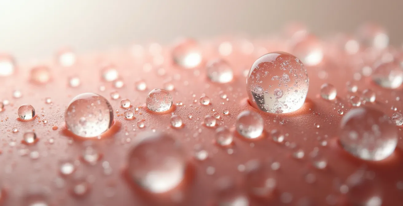 Verre d'eau cristalline avec citron et menthe suggérant l'hydratation optimale pour la peau