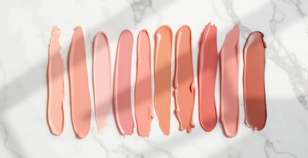 Gamme de teintes nude adaptées aux différentes carnations de peau